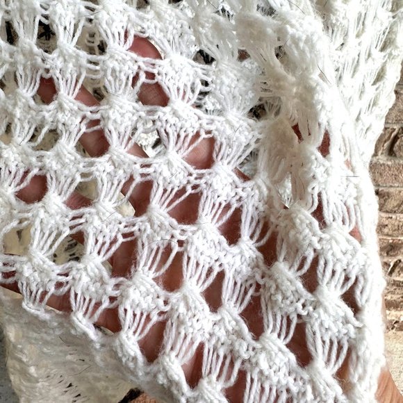 New Hand Crocheted Christening Infant Girl Buttons Long Sleeves Asymmetr… - Picture 11 of 12